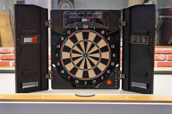 One80 Deluxe II High Quality Electronic Dartboard with Cabinet for Game Room for sale at Centrum Leisure Singapore