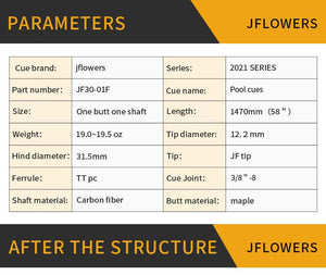 JFlowers JF30 - 01 Pool Cue for sale at Centrum Leisure Singapore