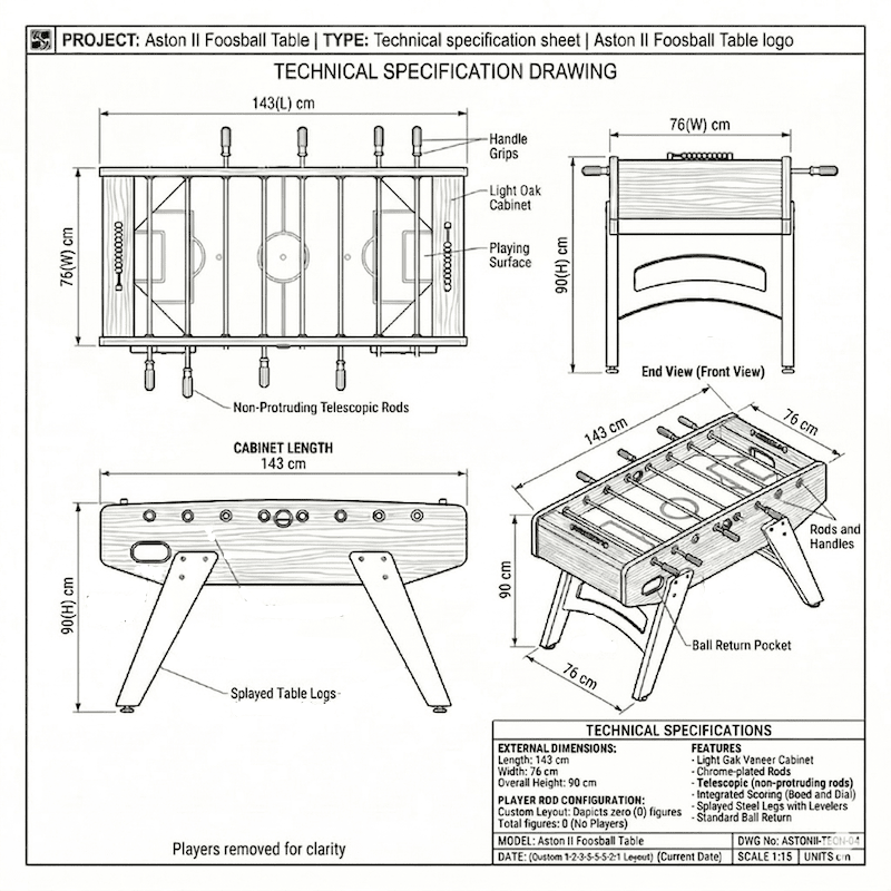 foosball table adjustable leg levelers and ball return system diagram