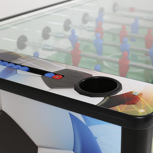 Cosmo Foosball Table (Open / Glass-Top) - Contemporary Football Soccer Table for sale at Centrum Leisure Singapore