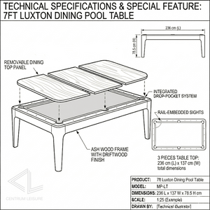 Luxton Dining Pool Table for sale at Centrum Leisure Singapore
