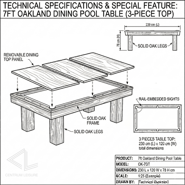 Oakland Dining Pool Table for sale at Centrum Leisure Singapore