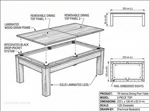 Verona Dining Pool Table for sale at Centrum Leisure Singapore