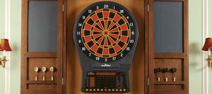Brunswick Solid Wood Dartboard Cabinet for sale at Centrum Leisure Singapore